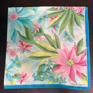 Tropical Pink and Blue Floral Scarf Wrap